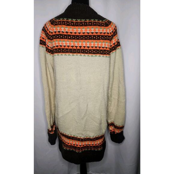 Vintage Handmade Fair Isle Design Mock Neck Knitted Sweater Dress Womens Large - Picture 5 of 7